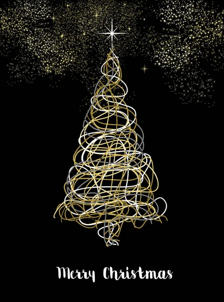 Поздравительная открытка с рождественскими золотыми каракулями — стоковый вектор
