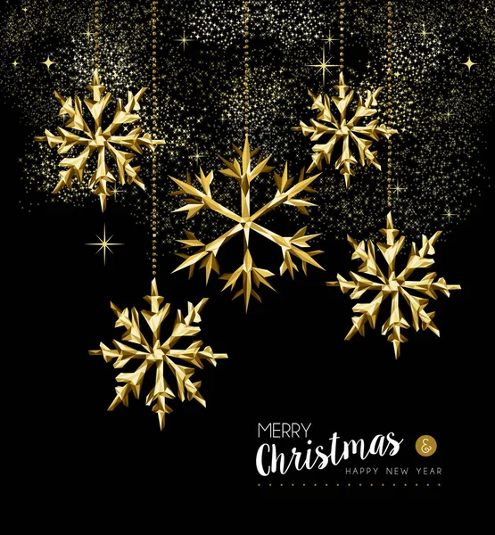 Christmas and New Year gold snowflake decoration — Stock Vector