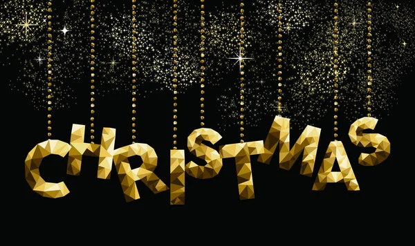 Goldfarbenes Weihnachtsgrußkartendesign in Low Poly — Stockvektor