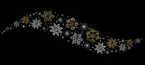 Guld jul konceptet snö dekoration bakgrund — Stock vektor