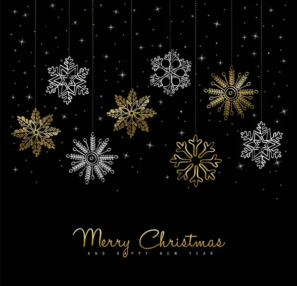 Gold Christmas winter decoration greeting card — Stock Vector