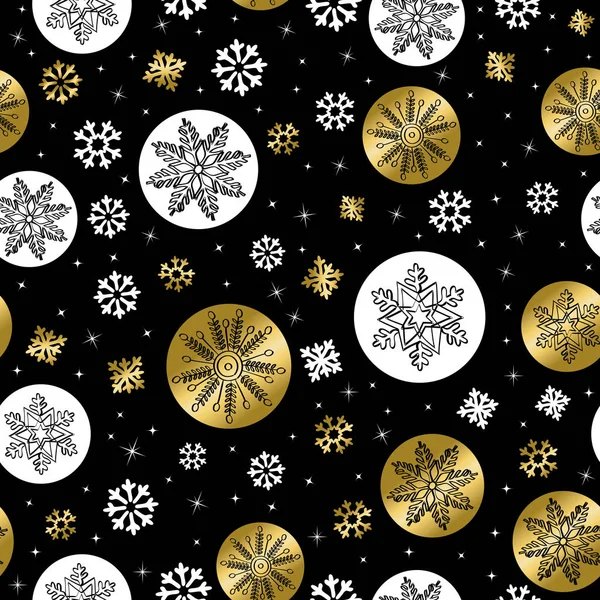 Gold winter Christmas season seamless pattern — Stock Vector