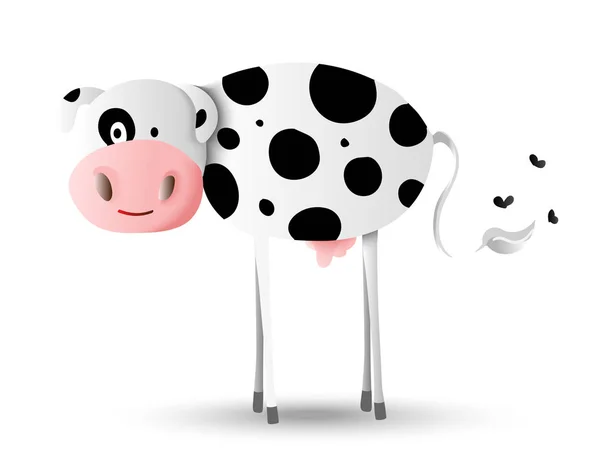 Illustration de dessin animé de vache de ferme heureuse — Image vectorielle