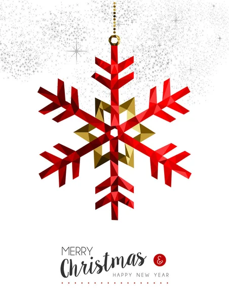 Décoration de flocon de neige rouge pour carte de Noël — Image vectorielle