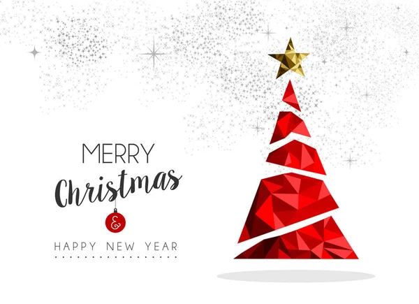 Röd jul träd dekoration för gratulationskort — Stock vektor