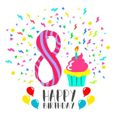 Doğum günü kartı 8 yıl çocuk eğlence için parti sanat