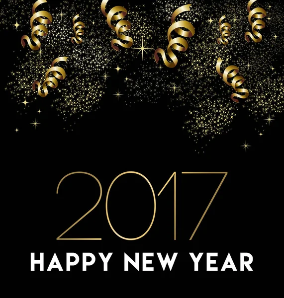 Feliz Año Nuevo 2017 tarjeta de decoración del partido de oro — Vector de stock