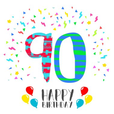 90 yıl parti davetiye için mutlu yıllar