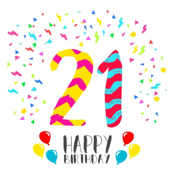 Boldog születésnapot 21 év party meghívó — Stock Vector