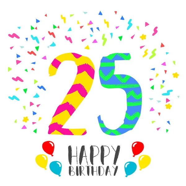 Feliz aniversário para 25 ano cartão de convite festa — Vetor de Stock