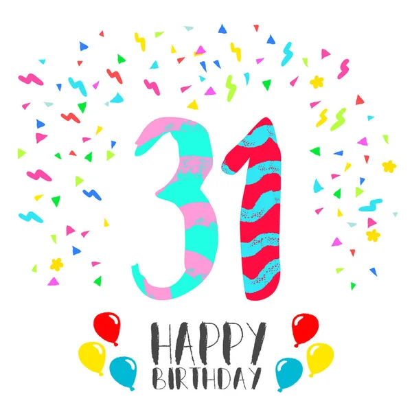 Buon compleanno per 31 anno partito invito card — Vettoriale Stock