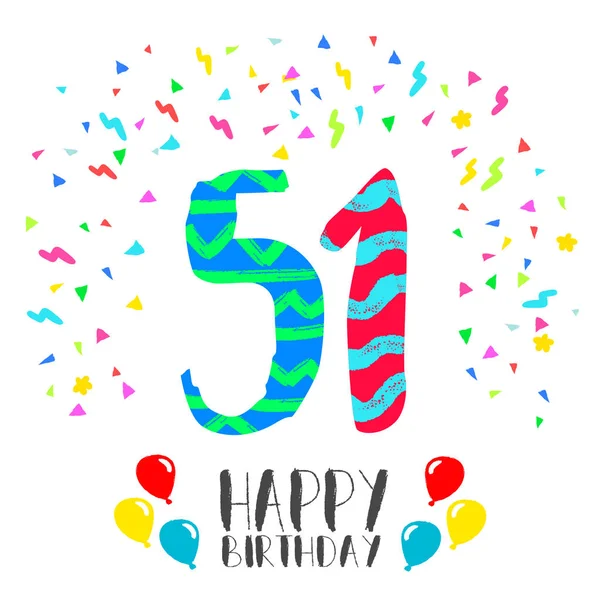 Happy Birthday für 51 Jahre Party Einladungskarte — Stockvektor