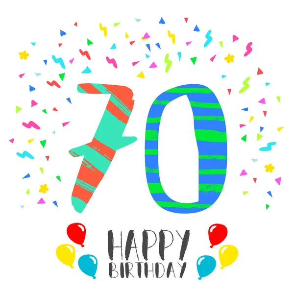 Feliz cumpleaños para la tarjeta de invitación del partido de 70 años — Vector de stock