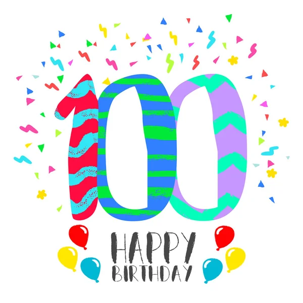 100 年パーティの招待状、お誕生日おめでとう — ストックベクタ