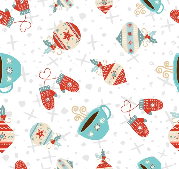 Merry Christmas winter holiday seamless pattern — Stock Vector