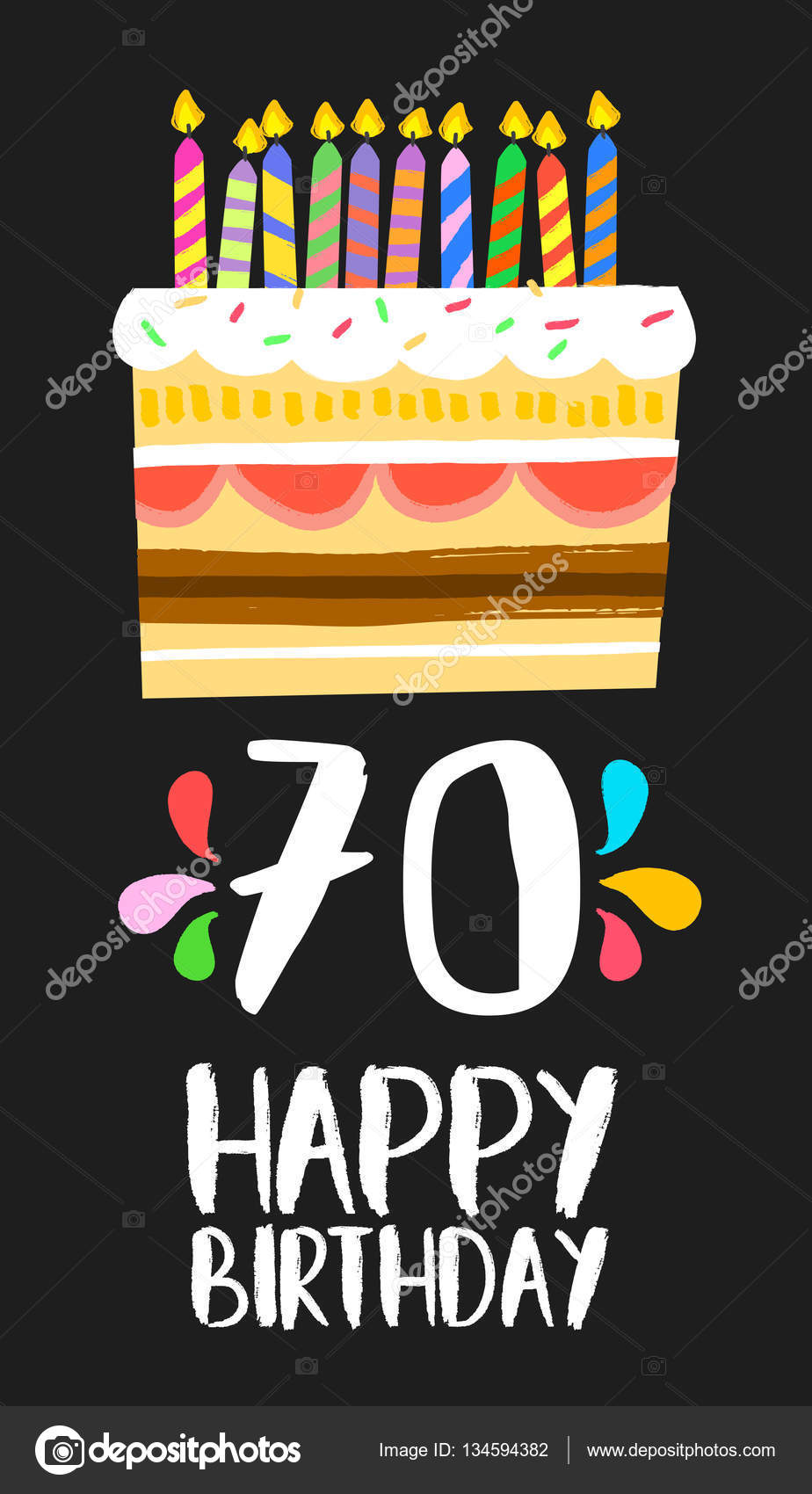 Happy Birthday Seventy 70 Year Fun Celebration Greeting Card With