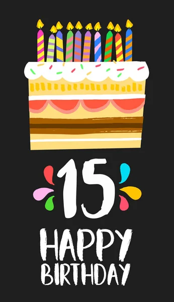 Tarjeta de pastel de cumpleaños feliz 15 fiesta de quince años — Archivo Imágenes Vectoriales