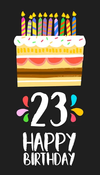 Feliz cumpleaños tarjeta 23 veintitrés años pastel — Archivo Imágenes Vectoriales