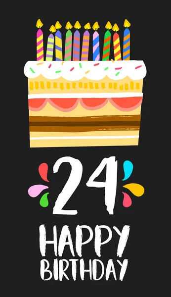 幸せな誕生日カード 24 20 4 年のケーキ — ストックベクタ