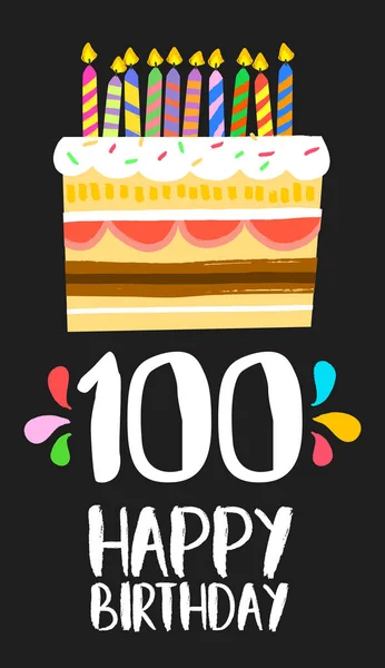 Joyeux anniversaire carte gâteau 100 cent ans de fête — Image vectorielle