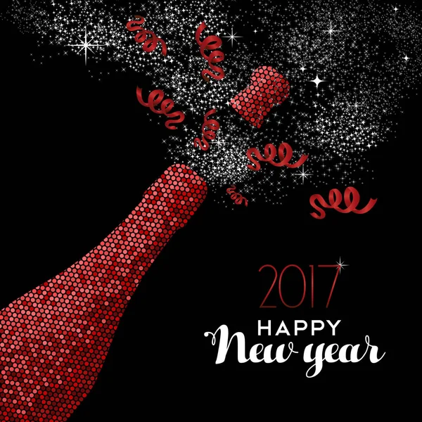 Mutlu yeni yıl 2017 kırmızı parti şişe illüstrasyon — Stok Vektör
