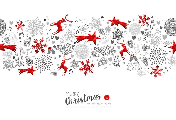 Neşeli Noel yeni yıl kırmızı dekorasyon desen — Stok Vektör