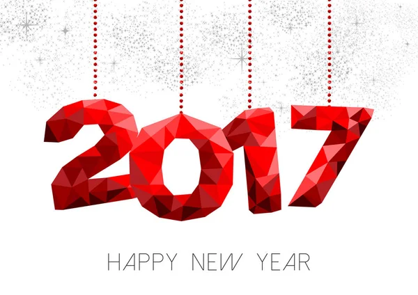 Red New Year 2017 illustration design in low poly — Stock Vector