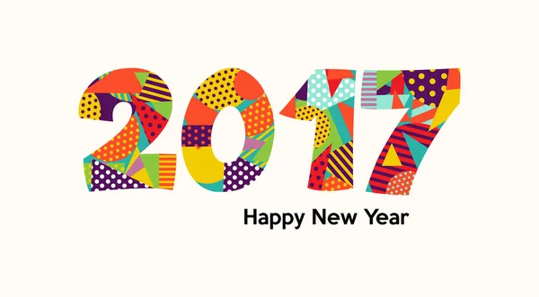 Mutlu yeni yıl 2017 eğlenceli renk tipografi tasarım — Stok Vektör