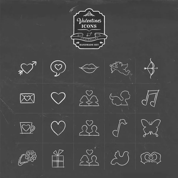 Valentines and love hand drawn sketch icon set — Stock Vector
