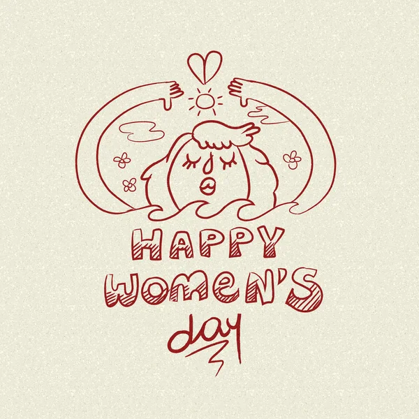Feliz dia internacional das mulheres natureza menina doodle —  Vetores de Stock