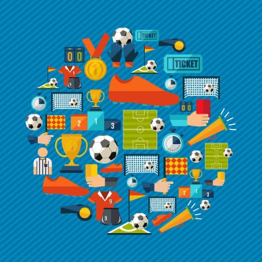 Düz stil futbol oyun spor Icon set