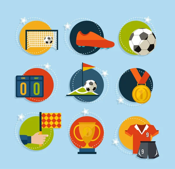 Düz stil futbol oyun Icon set — Stok Vektör