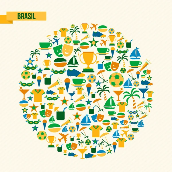 Brazília életmód sport és kulturális ikon készlet — Stock Vector