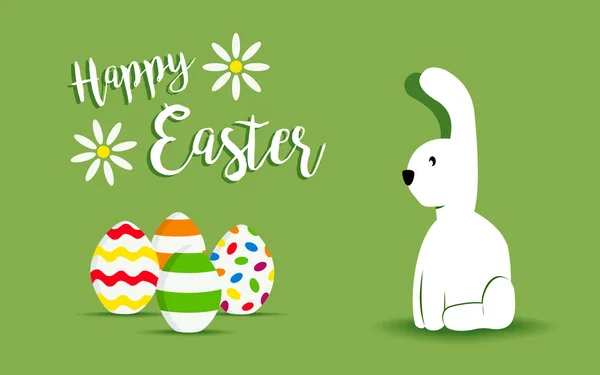 Happy Easter white bunny spring design — Stock Vector