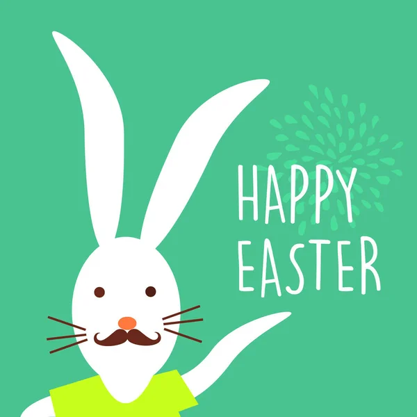 Feliz feriado de Páscoa design de cartão de coelho hipster — Vetor de Stock
