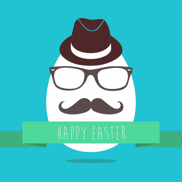 Hipster Easter egg design divertido cartão de saudação — Vetor de Stock