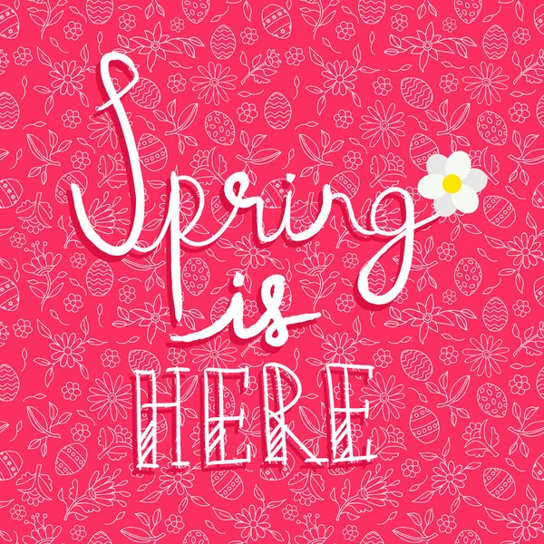 Bahar mevsimi doodle arka plan üzerinde teklif kartı — Stok Vektör