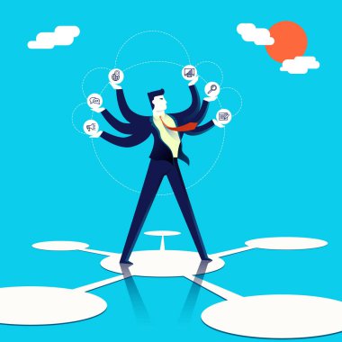 Çoklu görev işadamı konsept illüstrasyon sanat