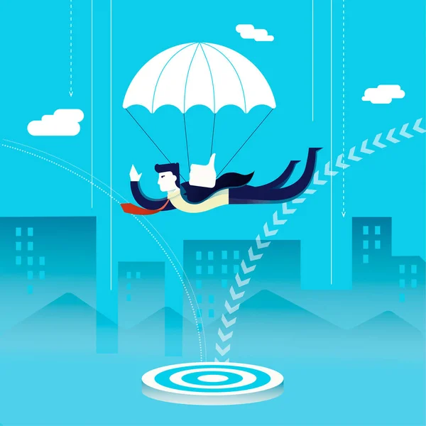 Business man investor skydiving concept — Stock Vector