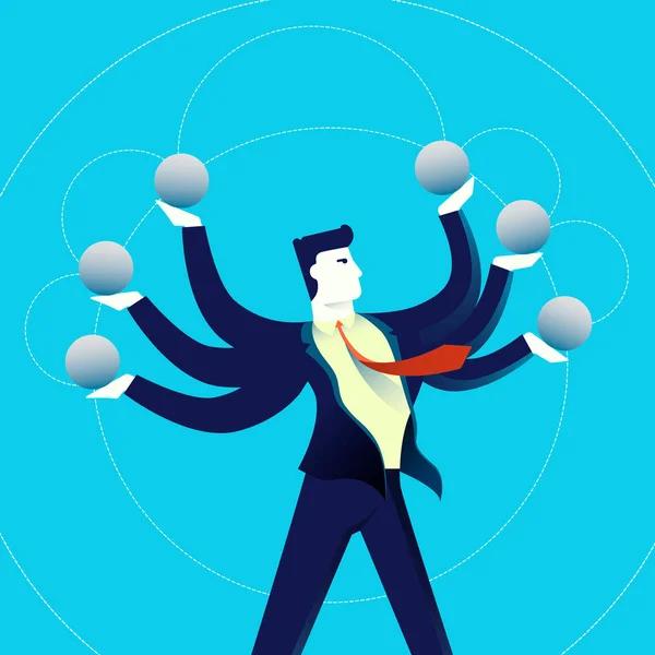 Zakelijke multitasking man concept illustratie — Stockvector