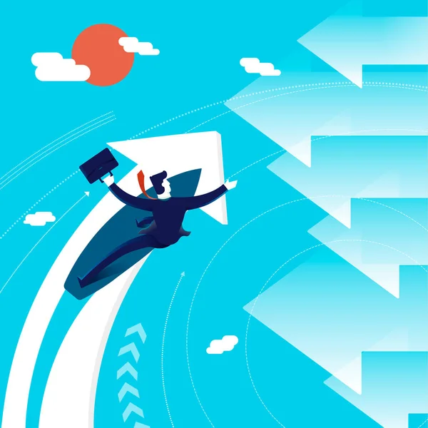 Business changement de direction surf homme concept — Image vectorielle