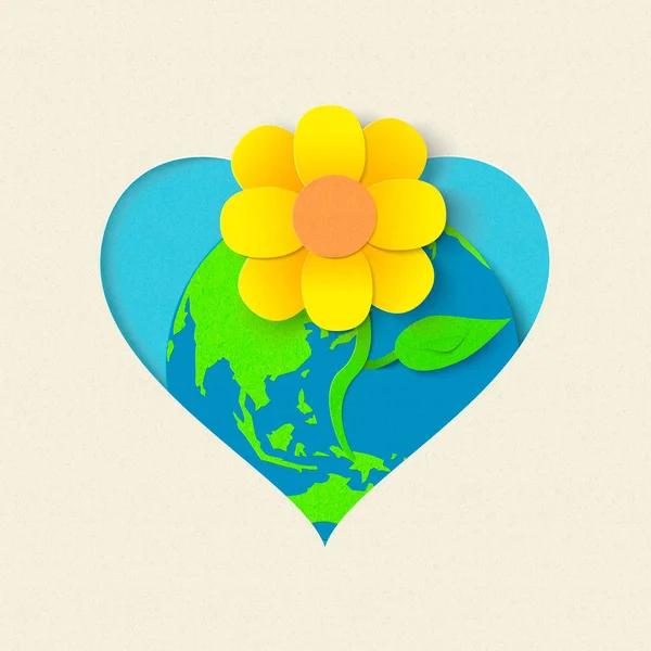 Ziemia dzień papieru kwiat cięty środowisko koncepcji — Wektor stockowy