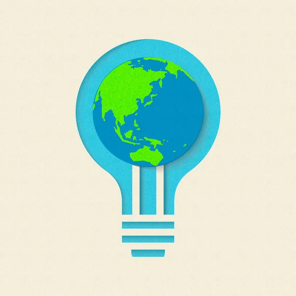 Aarde dag groen licht lamp papier gesneden ontwerp — Stockvector
