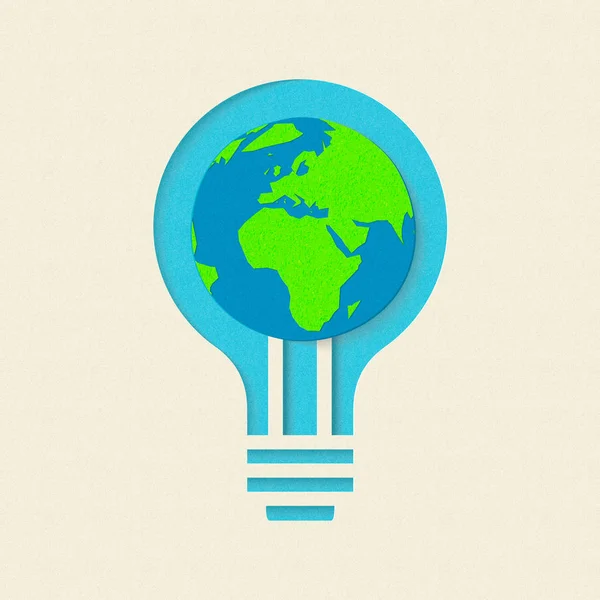 Dia da Terra projeto de corte de papel lâmpada verde —  Vetores de Stock