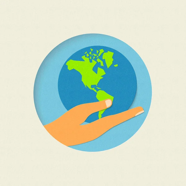 Ziemia dzień papieru wyciąć koncepcja środowisko świat — Wektor stockowy