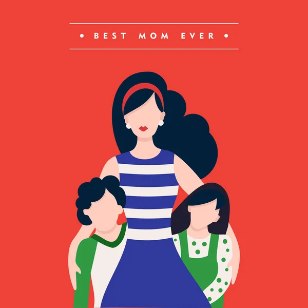 Feliz dia das mães ilustração de férias em família — Vetor de Stock