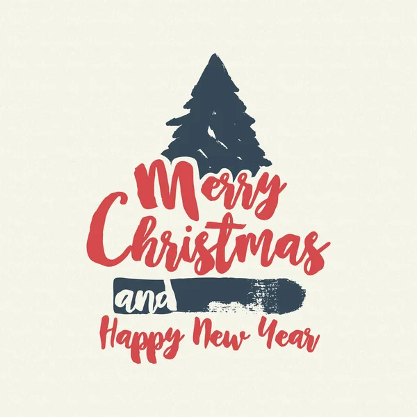 Texto de Navidad caligrafía árbol ilustración — Archivo Imágenes Vectoriales