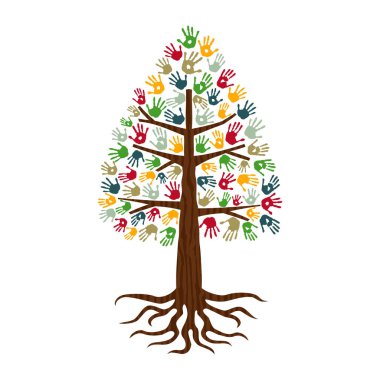 Çam ağacı yazdırma sanat farklı kişi işaret ile