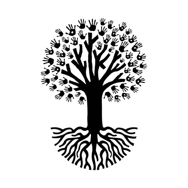 Strony wydruku drzewo ilustracja dla pomocy Wspólnoty — Wektor stockowy