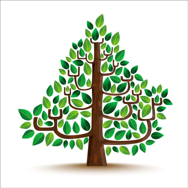 Zöld fa jellegű illusztráció a kezében készített stílus — Stock Vector